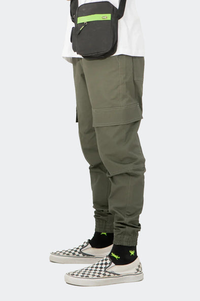 Slim Fit Cargo trousers-Olive green