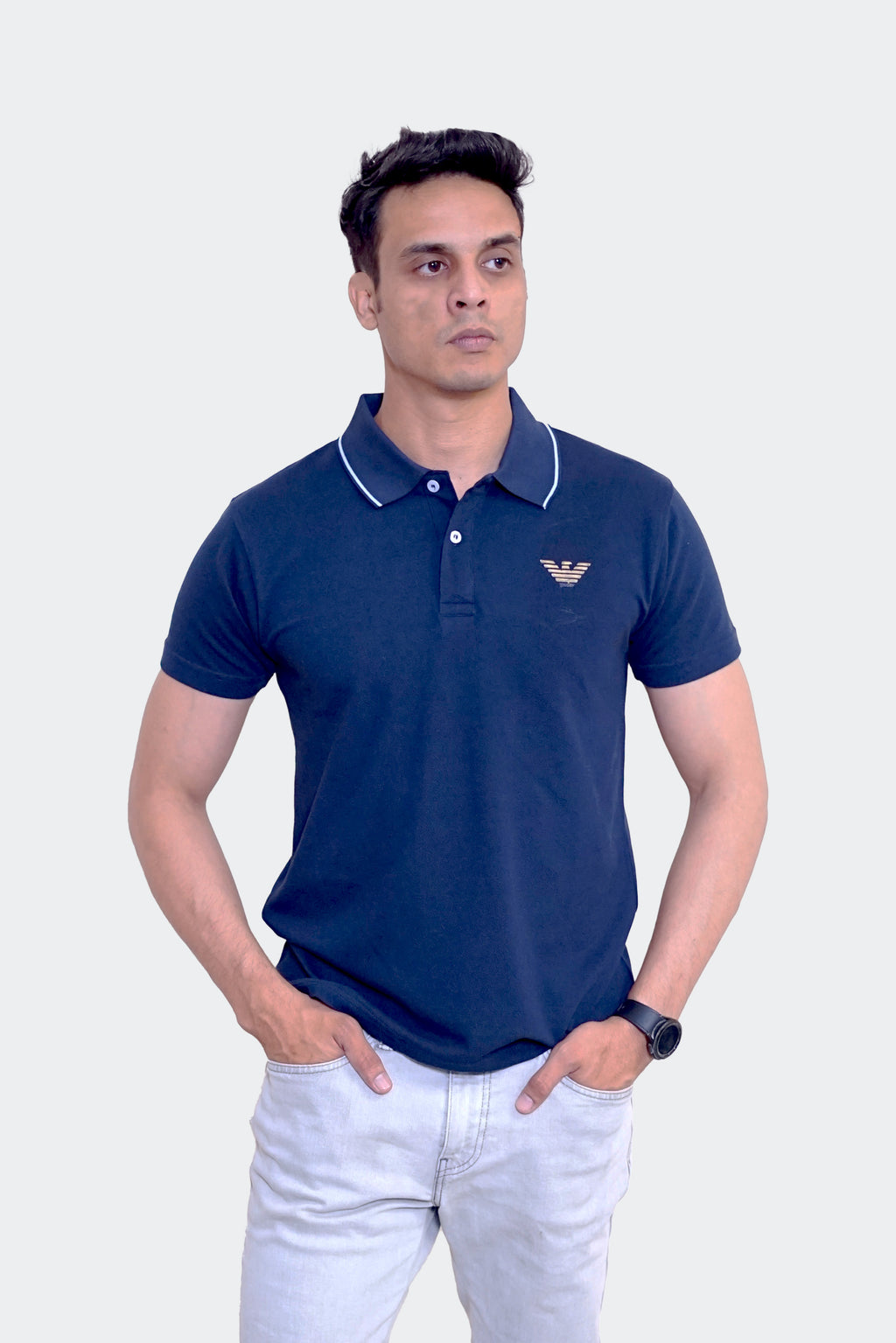 Empoṛio Armäni Men's Polo Shirt-Blue