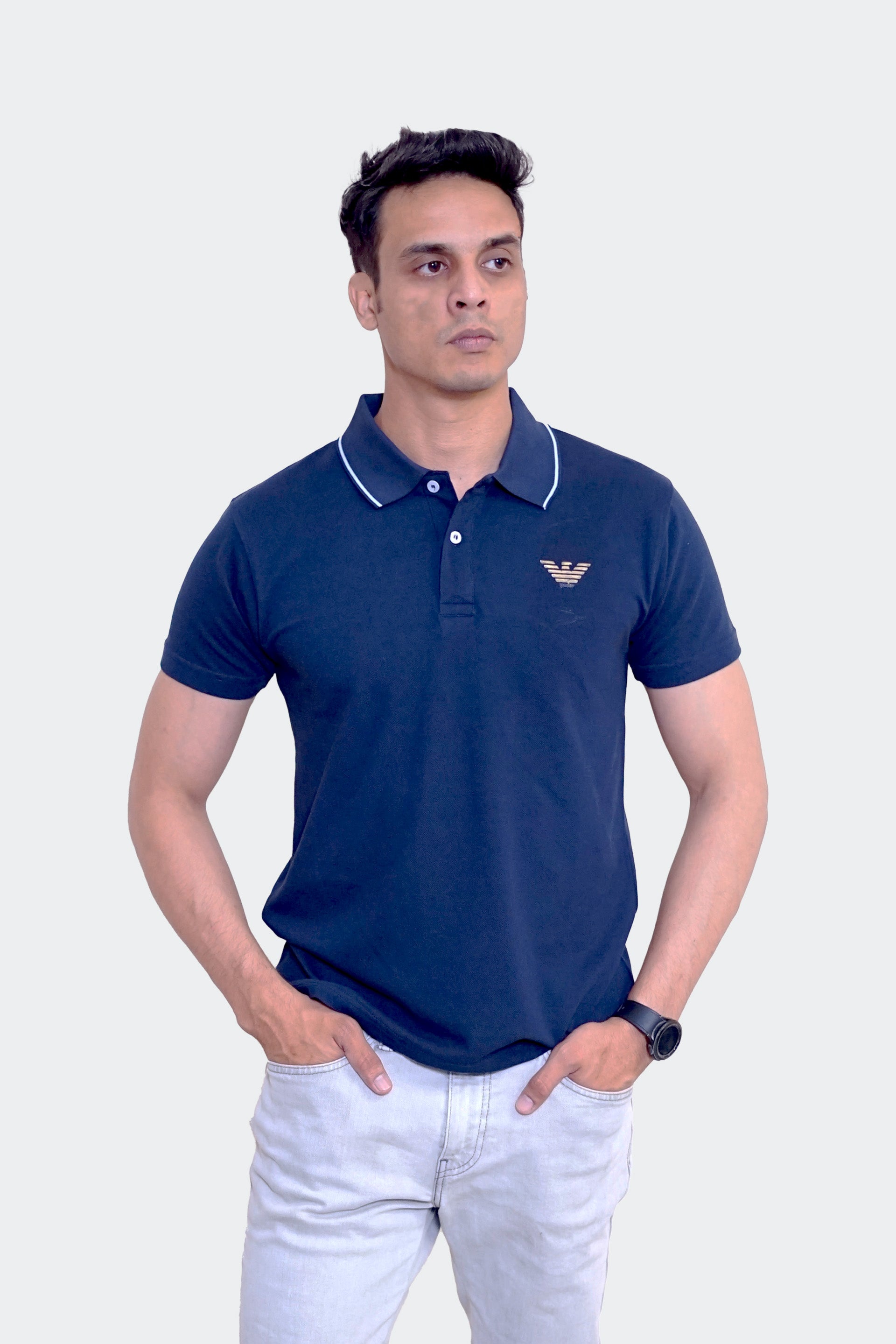 Empoṛio Armäni Men's Polo Shirt-Blue