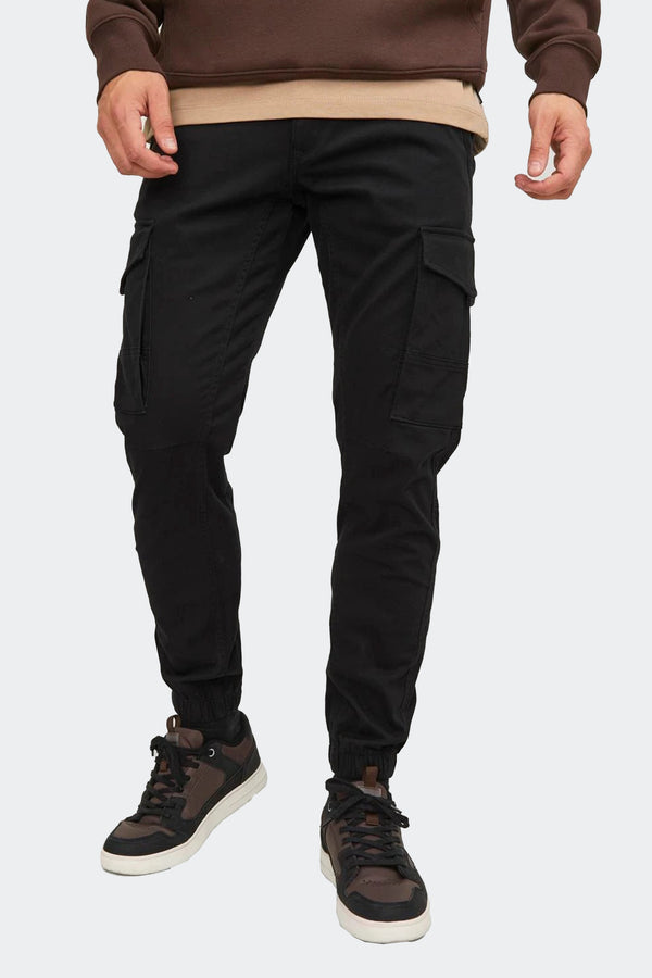 Slim Fit Cargo trousers-Black