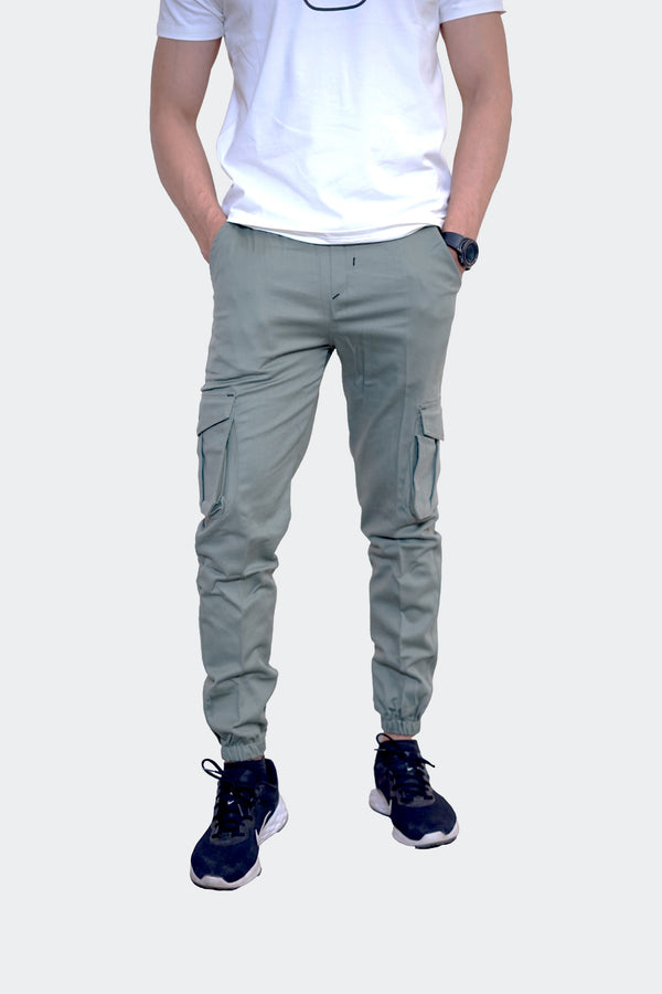 Slim Fit Cargo trousers-Basil