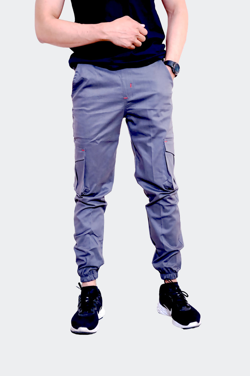 Slim Fit Cargo trousers-Grey