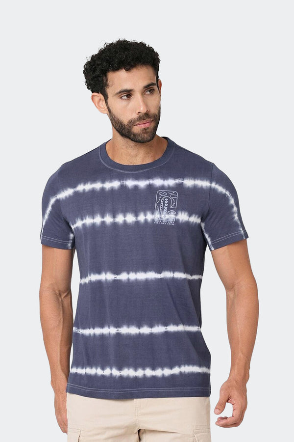 Allover Stripe Tie-Dye T-Shirt -Grey