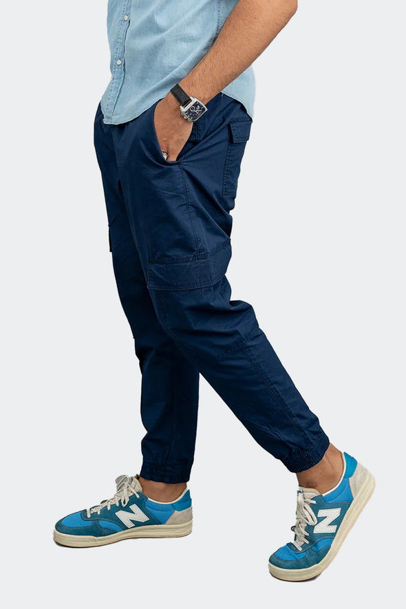 Slim Fit Cargo trousers-Blue