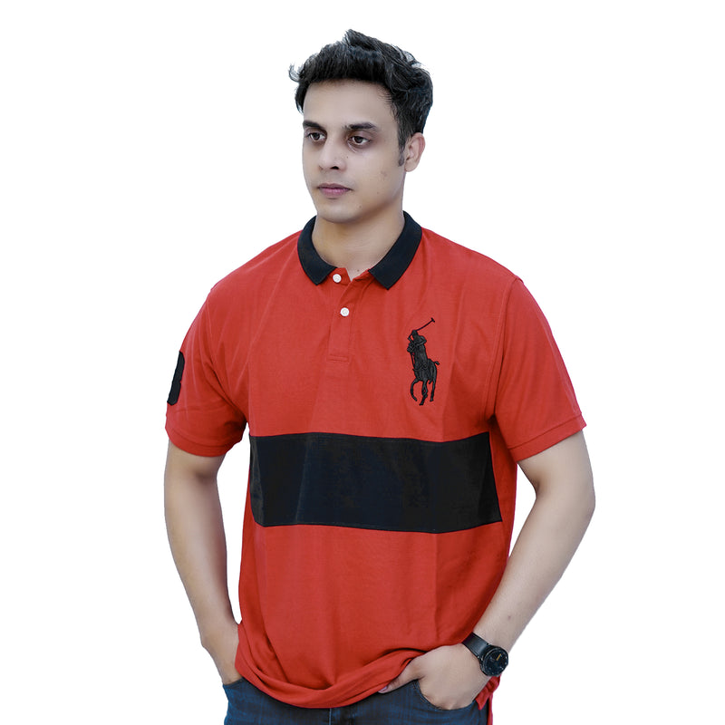 Big Pony Mesh Polo Shirt-Red