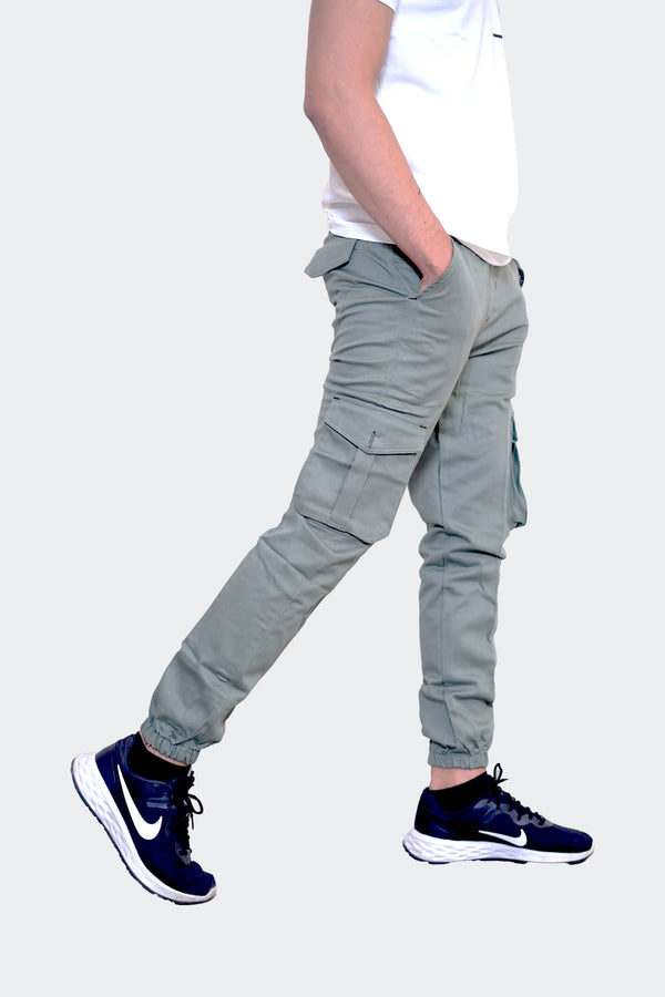Slim Fit Cargo trousers-Basil