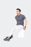 Ban Collar Short Sleeve Polo Shirt-H-Grey
