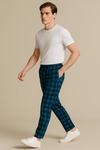 Men's Cotton Check Trouser- Blue