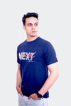 Half Sleeve Neẍt Printed T Shirt-Navy Blue