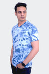 Tie And Dye Short Sleeve Crew Neck T-shirt- Sky Blue
