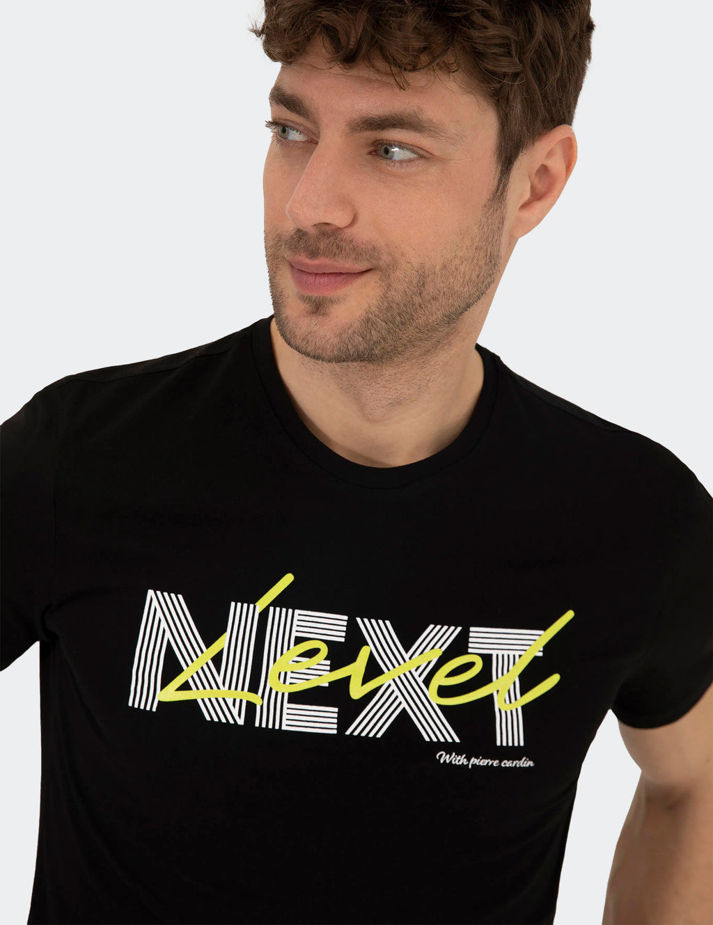 Half Sleeve Neẍt Printed T Shirt-Black