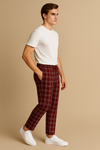 Men's Cotton Check Trouser- Maroon