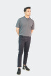 Ban Collar Short Sleeve Polo Shirt- Grey