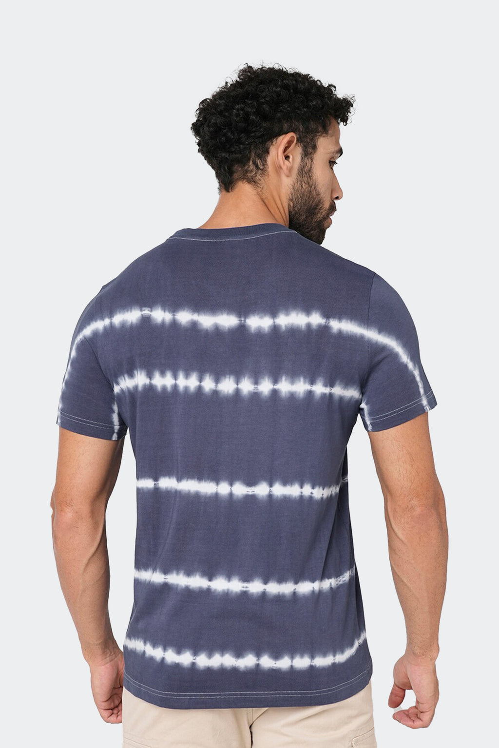 Allover Stripe Tie-Dye T-Shirt -Grey