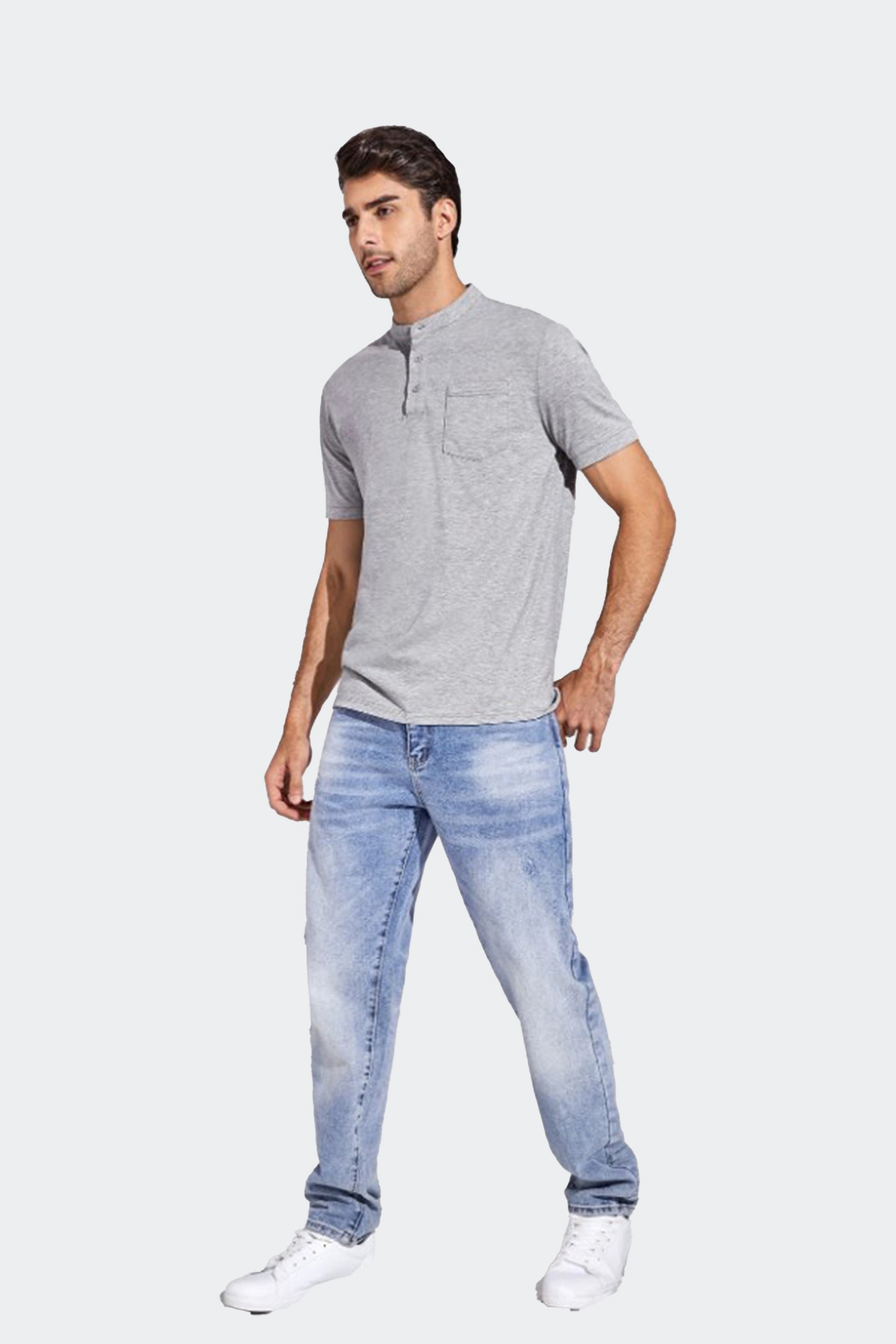 Henleȳ T-shirt- Light Grey