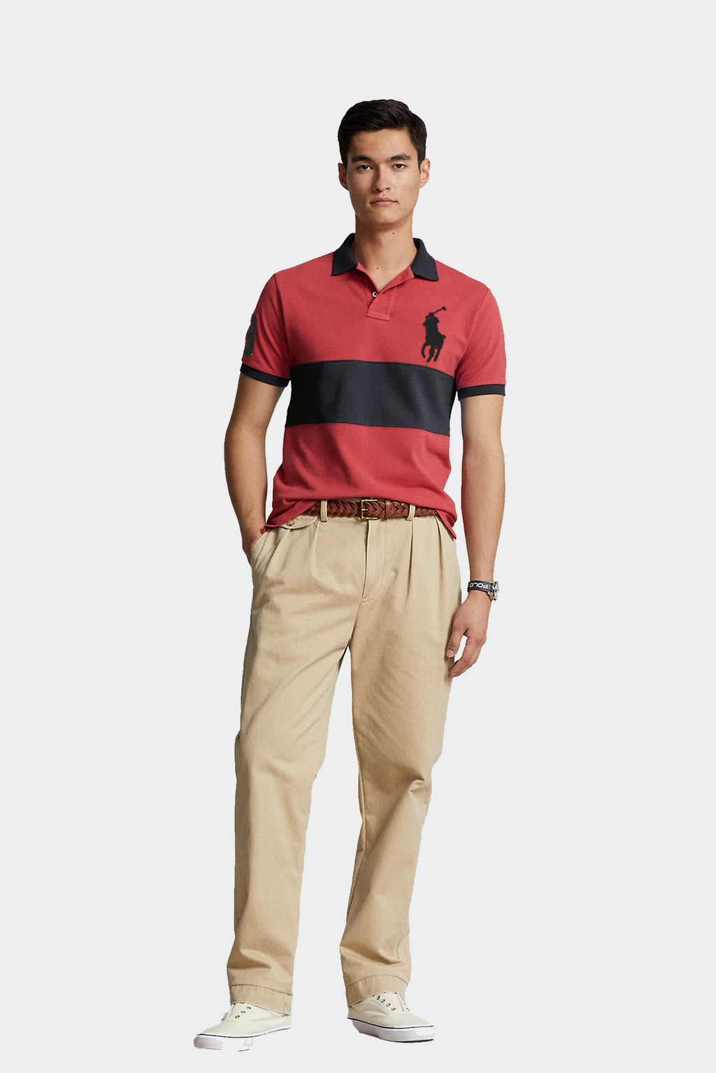 Big Pony Mesh Polo Shirt-Red
