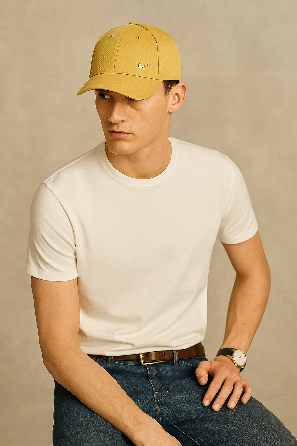 Nikë Club Structured Metal Swoosh Cap- Mustard