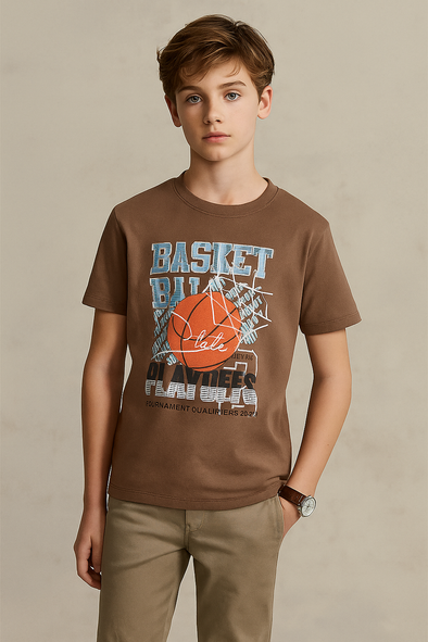 Basket-Ball T-Shirt- Brown