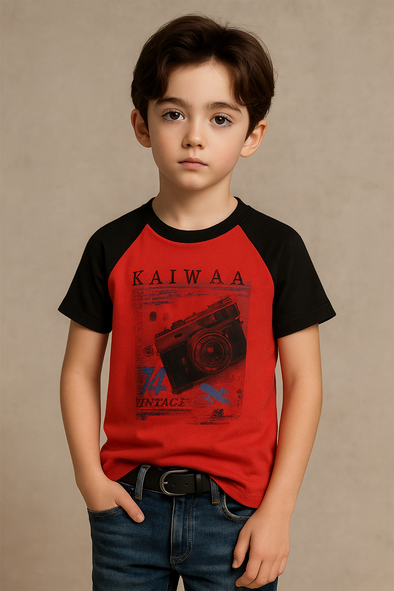 Kaiwaa Printed T-shirt- Red & Black