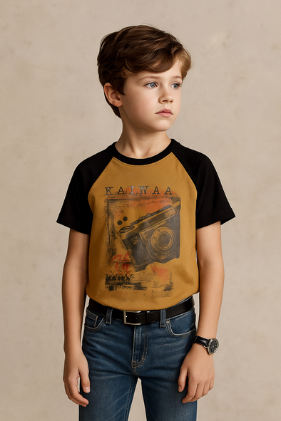 Kaiwaa Printed T-shirt- Mustard & Black