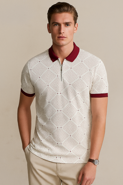 PŌLKA Dot Polo Shirt-Red