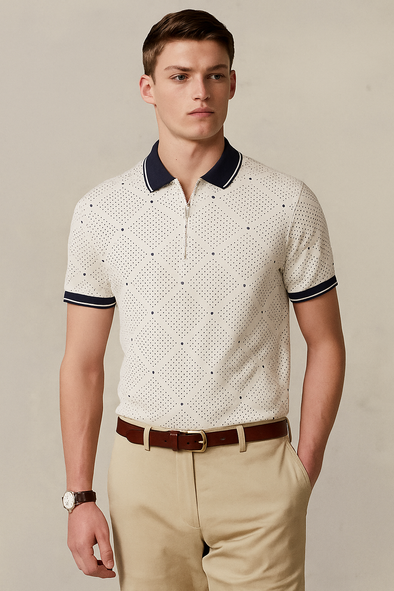 PŌLKA Dot Polo Shirt-Blue