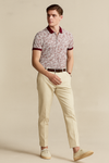 Ƭropical Printed Polo Shirt-Red