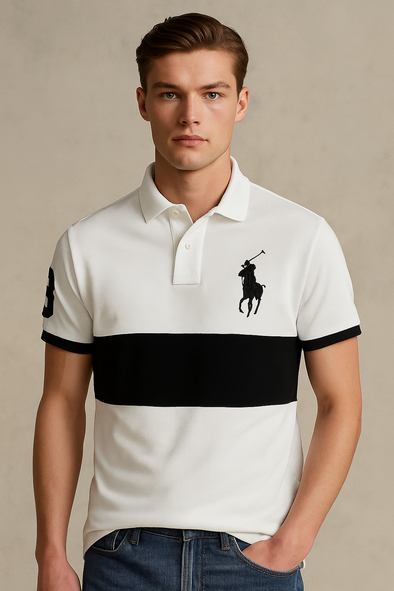 Big Pony Mesh Polo Shirt-White