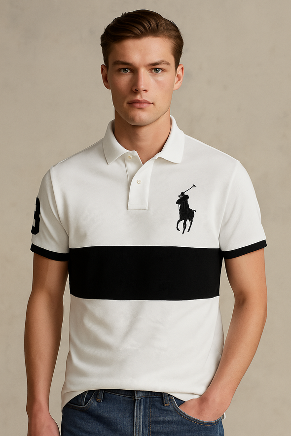 Big Pony Mesh Polo Shirt-White
