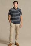 FAHRENHEIƬ Men Striped  Polo Shirt- Grey-White