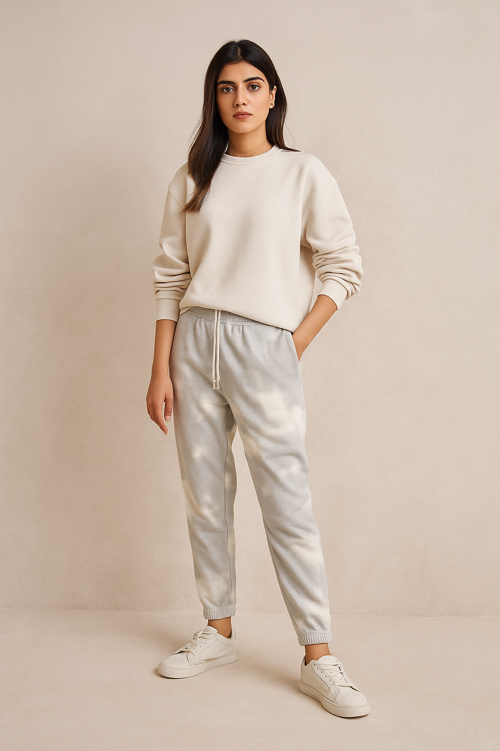 Fleece Trousers for Women's-Tie & Die Grey