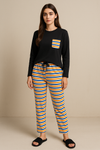 Stripe Pyjama Pant- Black