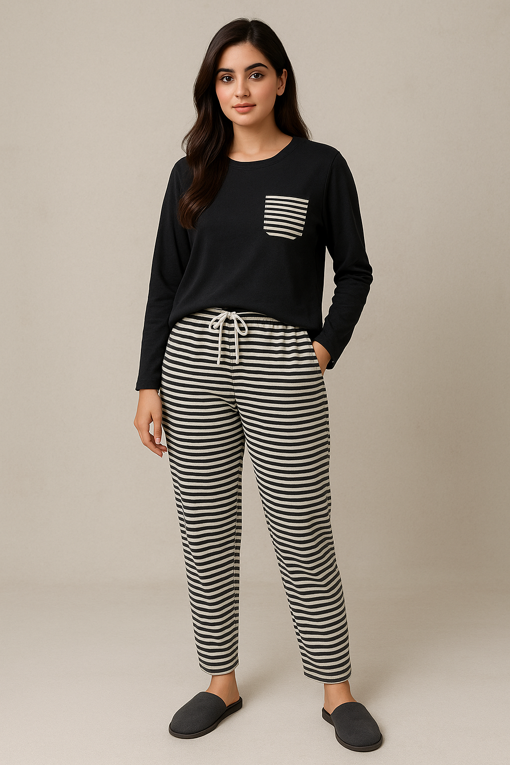 Stripe Pyjama Pant- Black & white