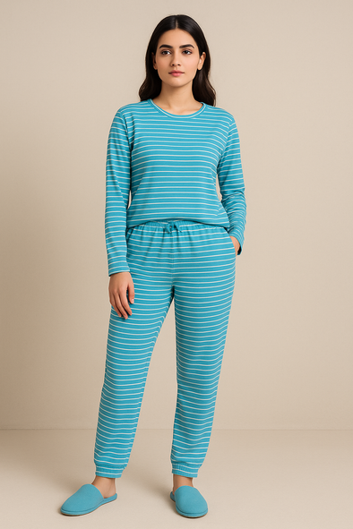 Stripe Pyjama Pant-Ice Blue