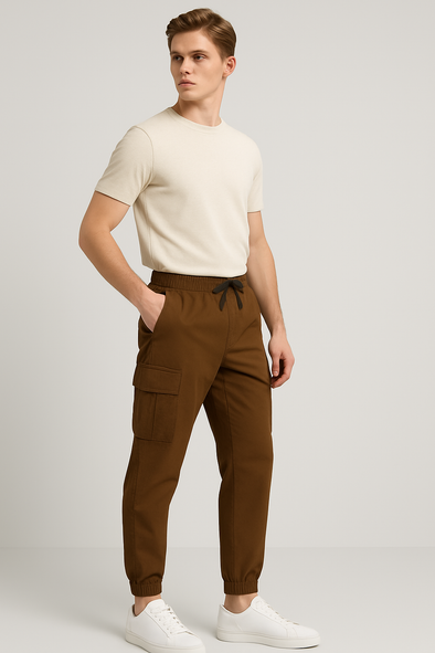 Slim Fit Cargo trousers- Dark Brown