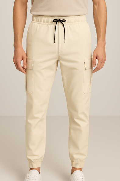 Slim Fit Cargo trousers- White