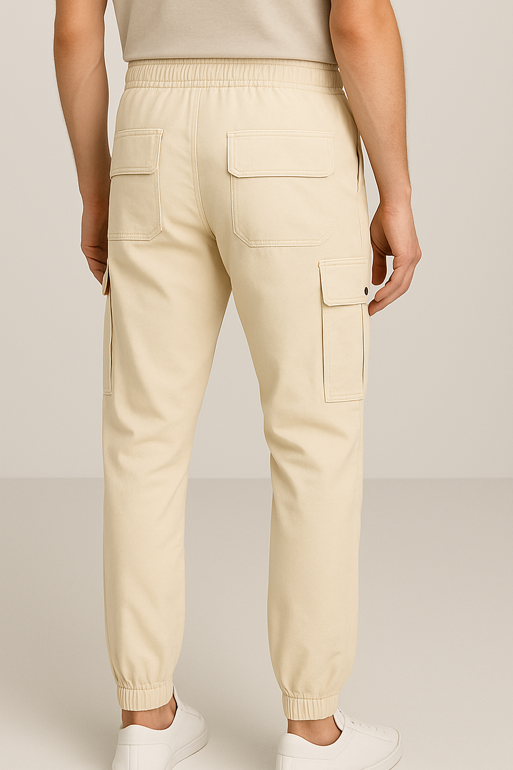 Slim Fit Cargo trousers- White