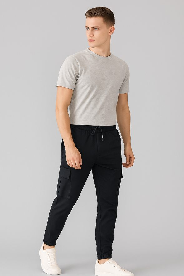Slim Fit Cargo trousers- Black
