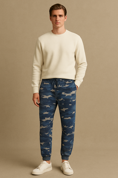 Winter Fleece Trouser for Men - Blue Camouflage