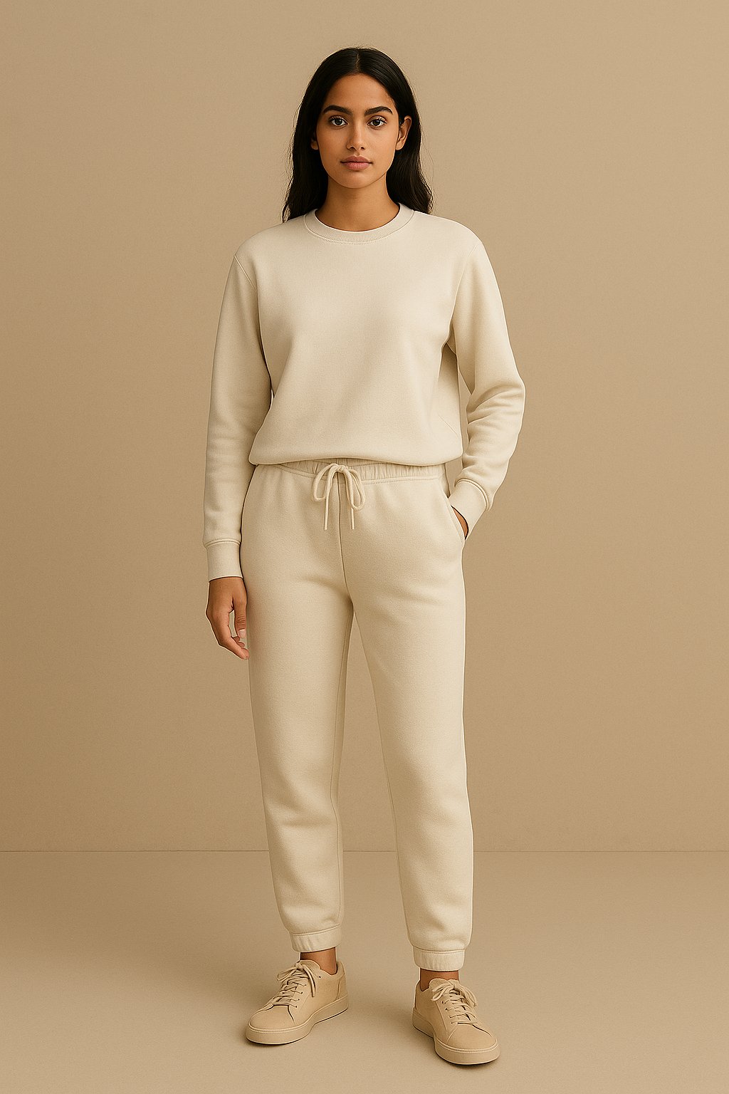 Fleece Trousers for Women's- Cream