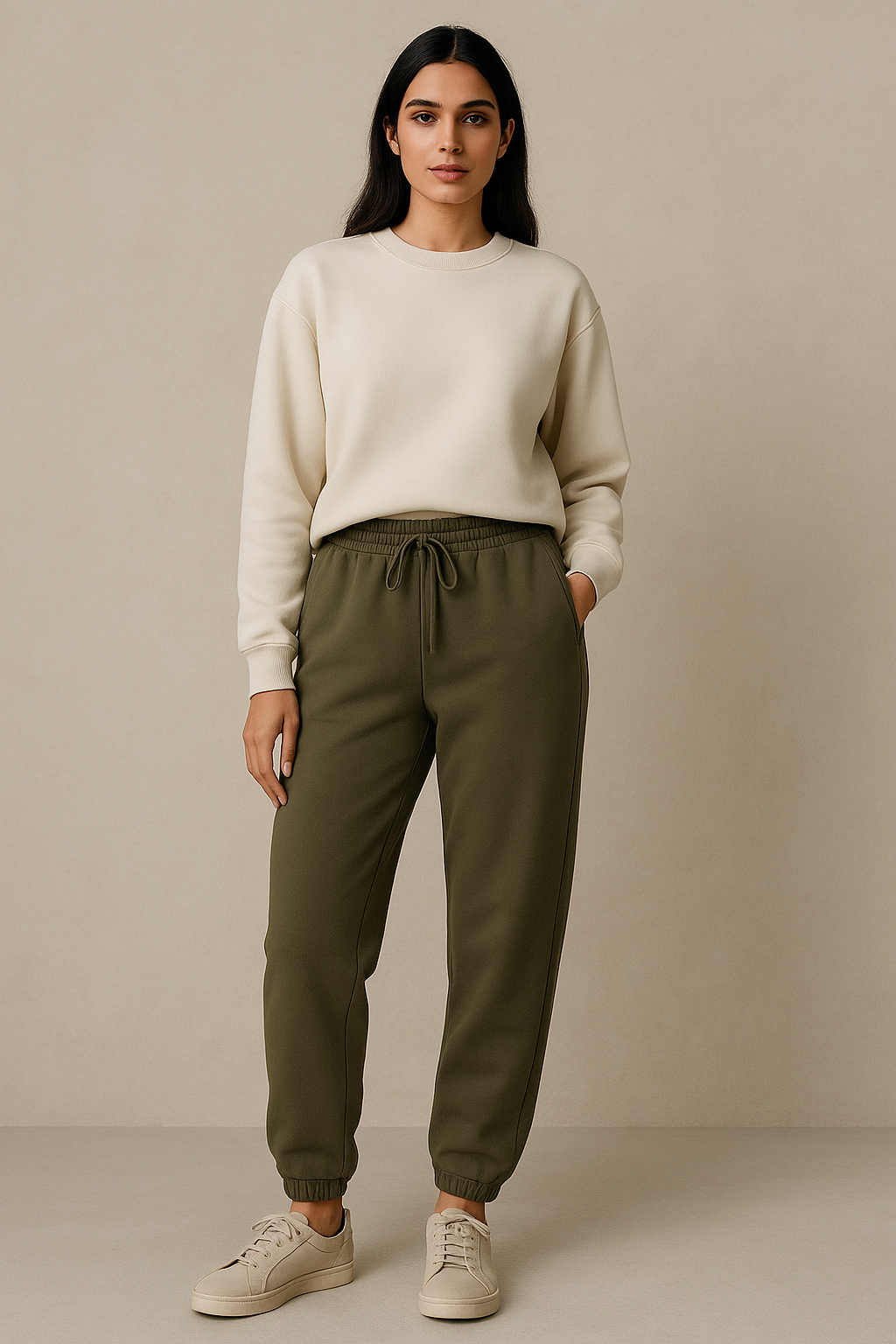 Fleece Trousers for Women's- Olive Green