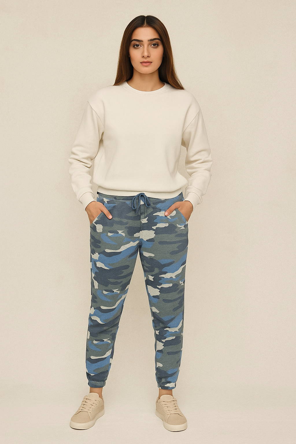Fleece Trousers for Women's- Blue Camouflage