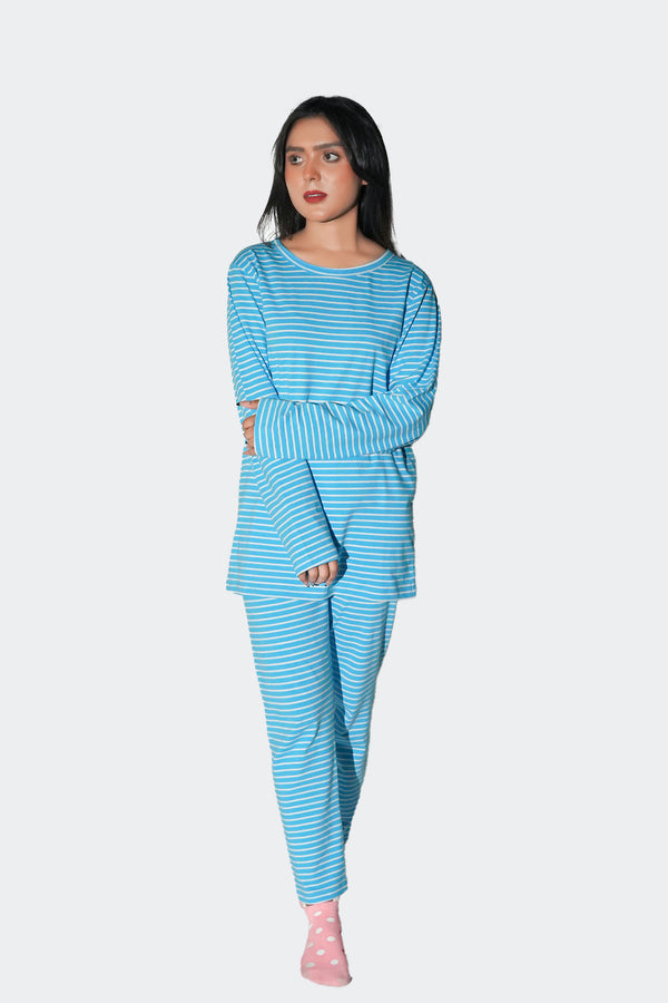 Stripe Pyjama Pant-Ice Blue