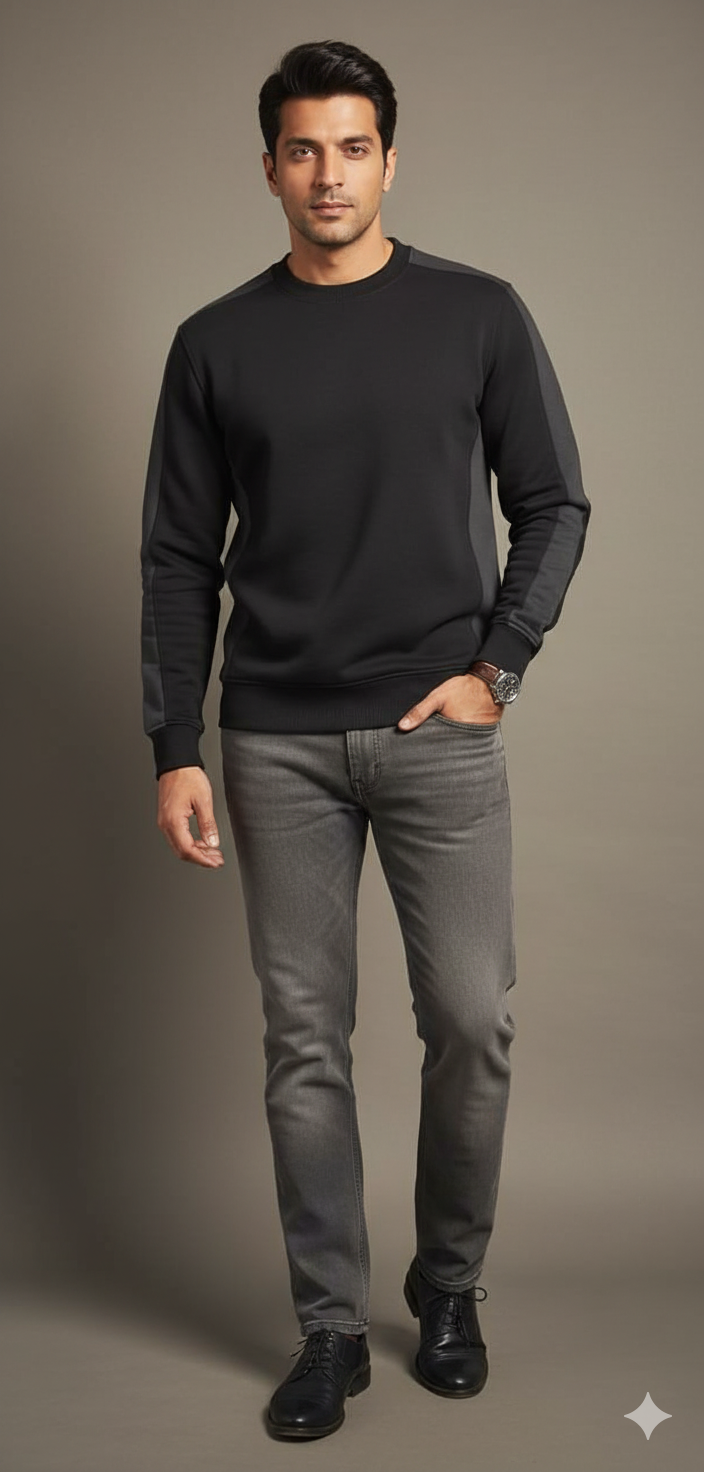 Coreline Crew Sweatshirt - Black & Charcoal