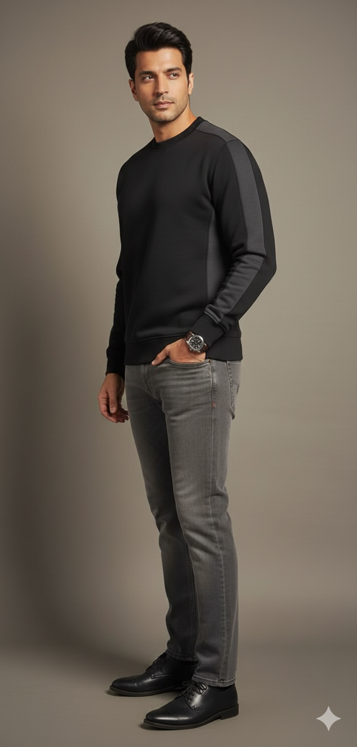 Coreline Crew Sweatshirt - Black & Charcoal