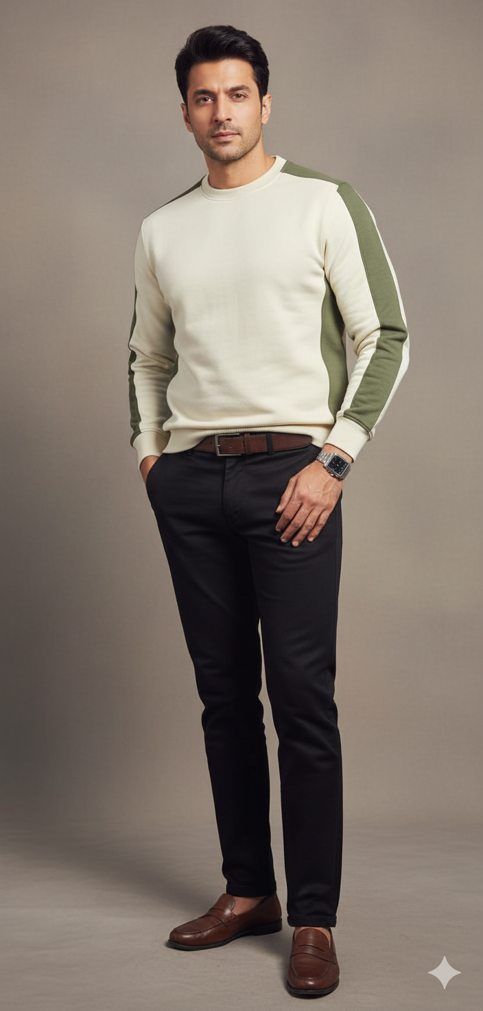 Coreline Crew Sweatshirt - White & Green