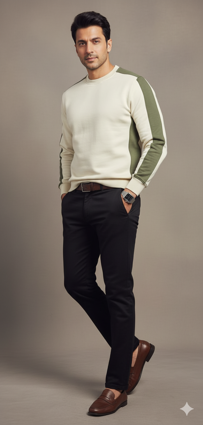 Coreline Crew Sweatshirt - White & Green