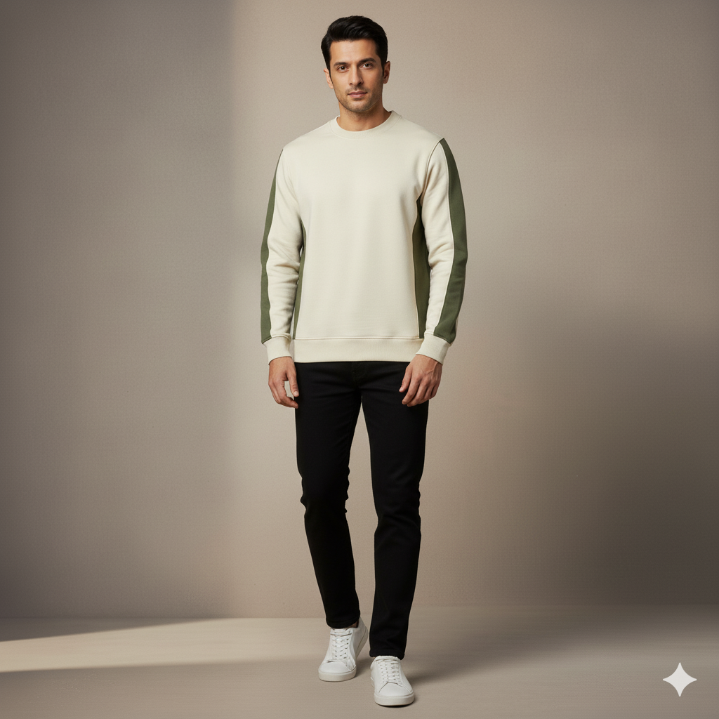 Coreline Crew Sweatshirt - White & Green