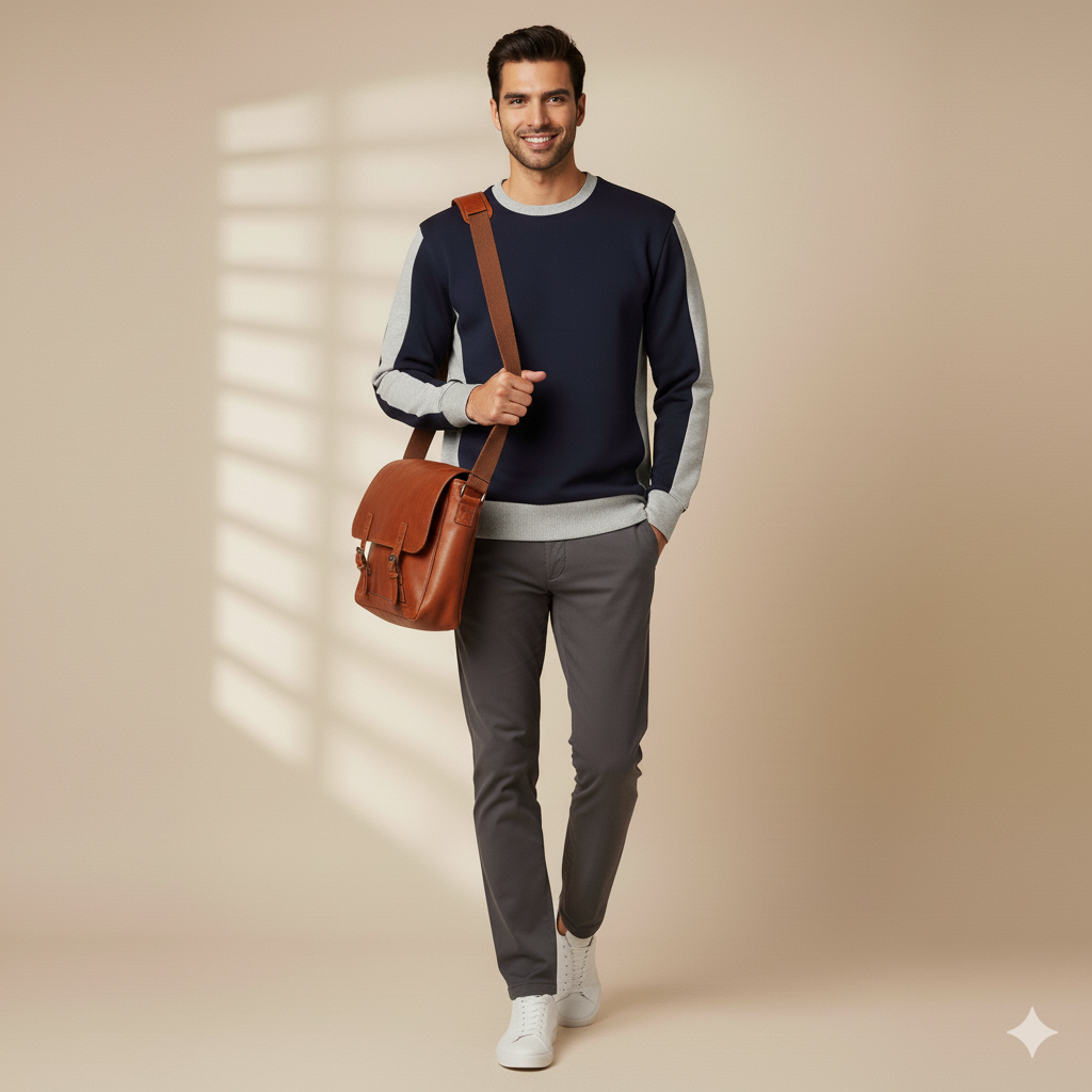 Coreline Crew Sweatshirt - Blue & Grey