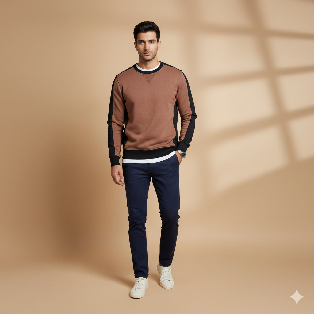 Coreline Crew Sweatshirt - Brown & Black